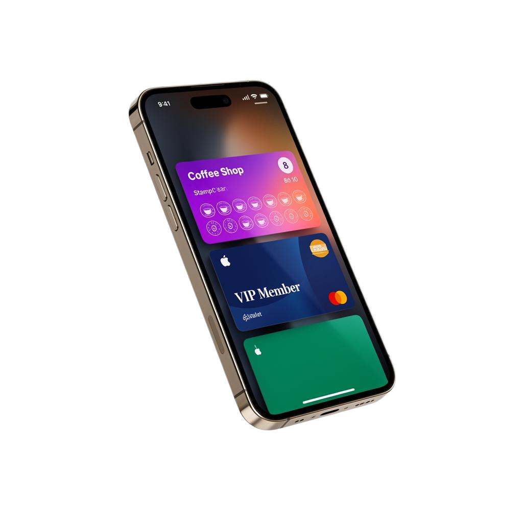 iPhone showing Apple Wallet loyalty cards